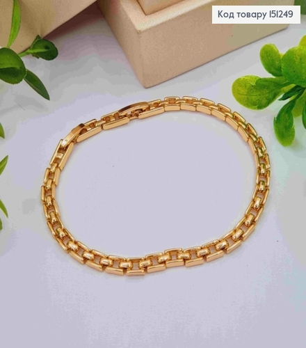 Браслет плетения прямоугольными звеньями, длиной 17+2см, Xuping 18К. 151249 фото 1