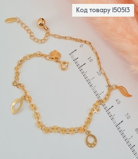 Браслет на ногу 23+3см листочки, кружечки Xuping 18К 150513 фото