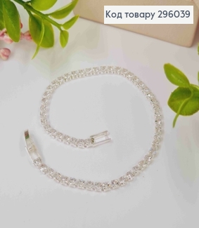 Бижутерия на руку, Браслет из Блестящих камешков в один ряд, Серебряного цвета, 18см 296039 фото