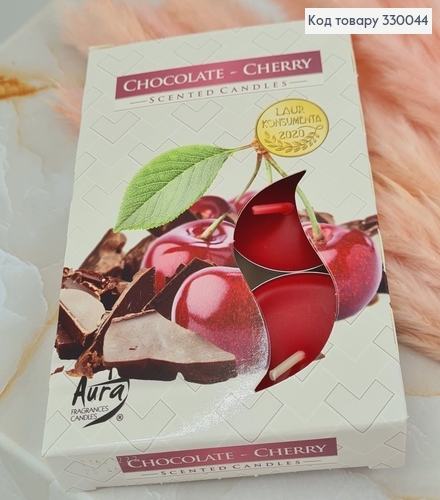 Аромасвечи таблетка BISPOL шоколад Вишня 6 шт / 4часов, 15-104 330044 фото 1