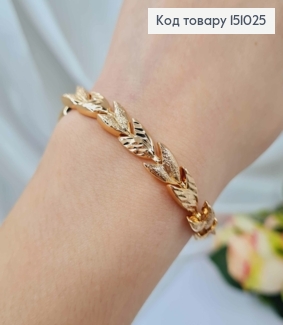 Браслет, плетение пластинками "Листочки", 19,5см, Xuping 18K 151025 фото