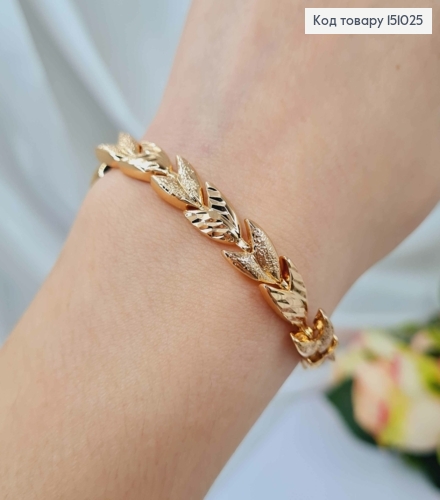 Браслет, плетение пластинками "Листочки", 19,5см, Xuping 18K 151025 фото 1
