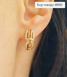 Сережки "Egypt" прикрашені Блискучими камінцями, 1,5см, англійська застібка, Xuping 18K 118910 фото