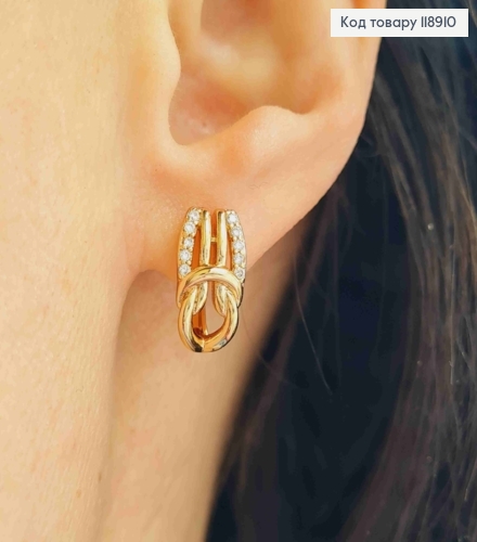 Серьги "Egypt" украшены Блестящими камешками, 1,5см, английская застежка, Xuping 18K 118910 фото 1