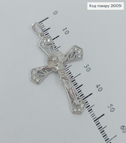 Крестик с камнями  4х3см родироване медзолото Xuping 210051 фото 1