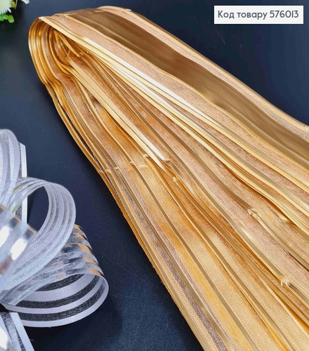 Бант-затяжка для подарунків(10шт), ЗОЛОТОГО кольору, шир. 5см, у складеному вигляді 16см. 576013 фото 1