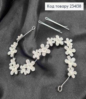 Гілочка у волосся, Срібного кольору, "Квітка Сакури" з Камінчиками 234138 фото