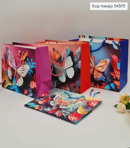 Пакет паперовий, Пакет паперовий, "Тектурні метелики" в асорт. 24*18*10см 543175 фото 1