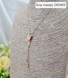 Цепочка, золотого цвета, с подвеской Бабочкой с камушком, 40+5см, сталь Stainless Steel 240469 фото