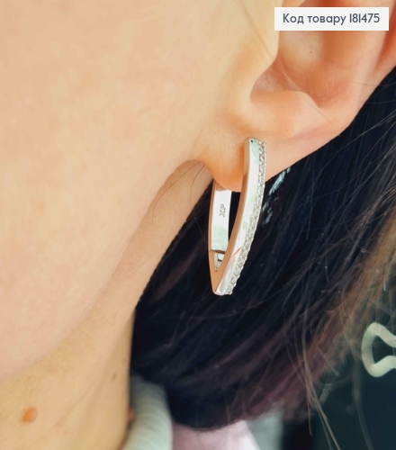 Сережки родовані стріли, з Блискучими камінцями в один рядок, 2,5см, англ застібка, Xuping 181475 фото 2