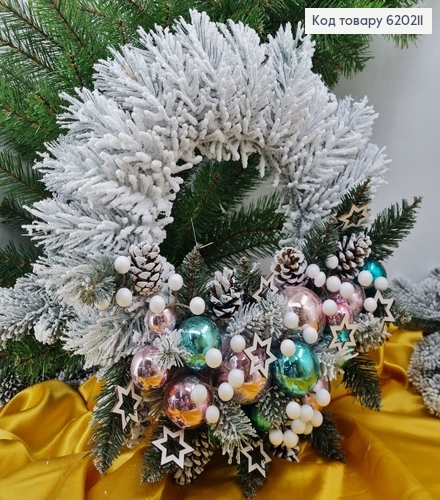 Вінок з хвої з іграшками біле напилення  в ас. 620211 фото 7