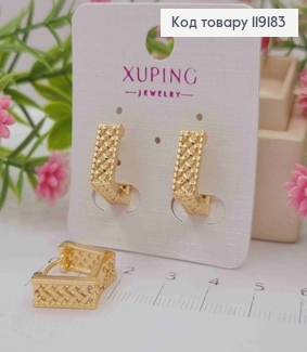 Серьги квадратные Изысканно-Ажурные, ширина 5мм, длина 1,4см, Xuping 18K 119183 фото