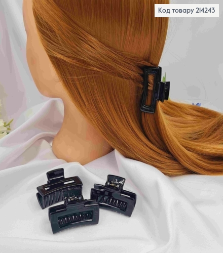 Краб пластик, глянцевый, прямоугольный, 4,5см, черного цвета. 214243 фото 1