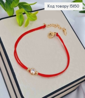Браслет Красная нить с Камнем (5мм) в оправе, длина 17,5+3см, Xuping 18К. 151150 фото