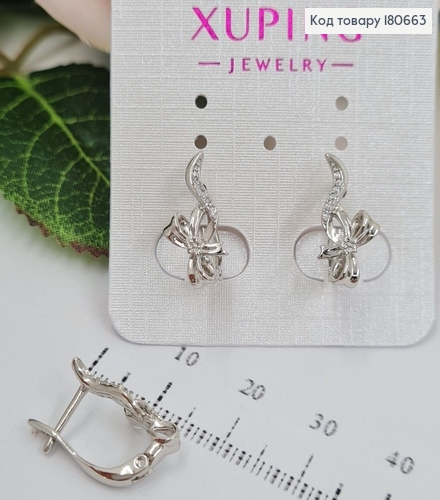 Сережки родовані Бантик з камінцями (англ.застібка), 1,7*0,7см, Xuping 180663 фото 1