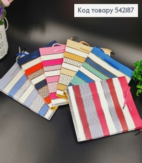 Пакет бумажный, "В полосочку с золотым блеском", 31*42*12см в ассорт. 542187 фото