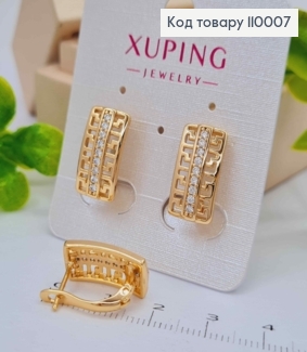 Серьги ВЕРСАЧЕ украшены Блестящими камешками, 1,7см, английская застежка, Xuping 18К 110007 фото