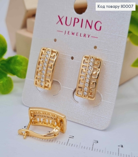 Серьги ВЕРСАЧЕ украшены Блестящими камешками, 1,7см, английская застежка, Xuping 18К 110007 фото 1