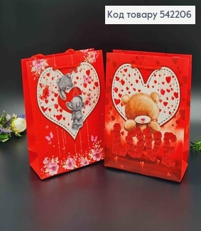 Пакет бумажный, "Мишка с сердечком", 18*23*8см в ассорт. 542206 фото