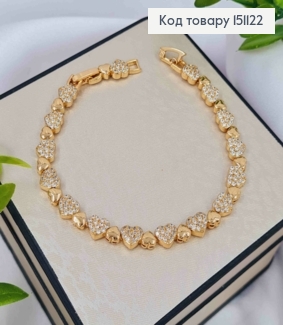 Браслет "ЛЮБОВЬ" с Блестящими камнями, дл. 17+2см, Xuping 18K 151122 фото