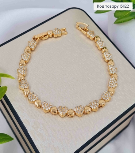 Браслет "ЛЮБОВЬ" с Блестящими камнями, дл. 17+2см, Xuping 18K 151122 фото 1