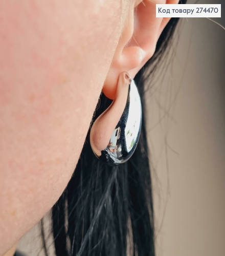 Серьги гвозди "КРАПЛИНКИ" серебряного цвета, 3см 295123 фото 3