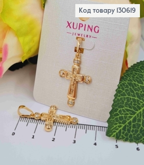 Крестик с распятием и камешками по краям, 2,5*1,8см, Xuping 18K 130619 фото