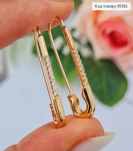 Серьги шпильки 3см в камнях Xuping 18K 115382 фото 1