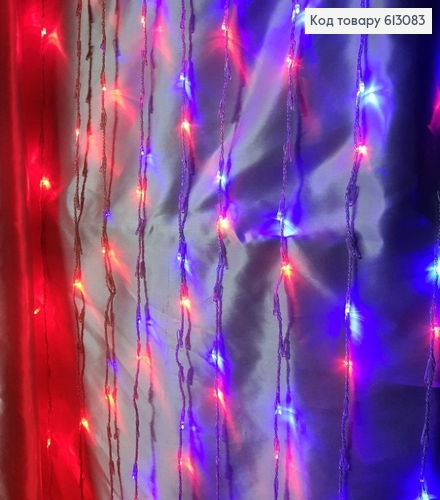 ¶Гирлянда шторка белая проволока 3*1,2 м 240 LED цветгая 613083 фото 1
