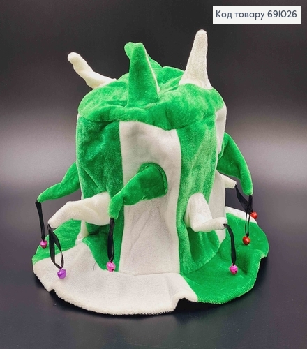 Шапочка футбольного болельщика, карнавальная, с колокольчиками, бело-зеленая, диам. 28см 691026 фото 1