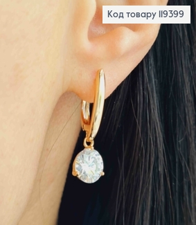 Серьги с подвесным Блестящим камнем, 1,7+0,8см, английская застежка, Xuping 18К 119399 фото