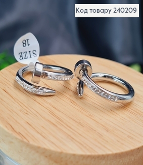 Кольцо родированое Картье с камнями, Stainless Steel 240209 фото