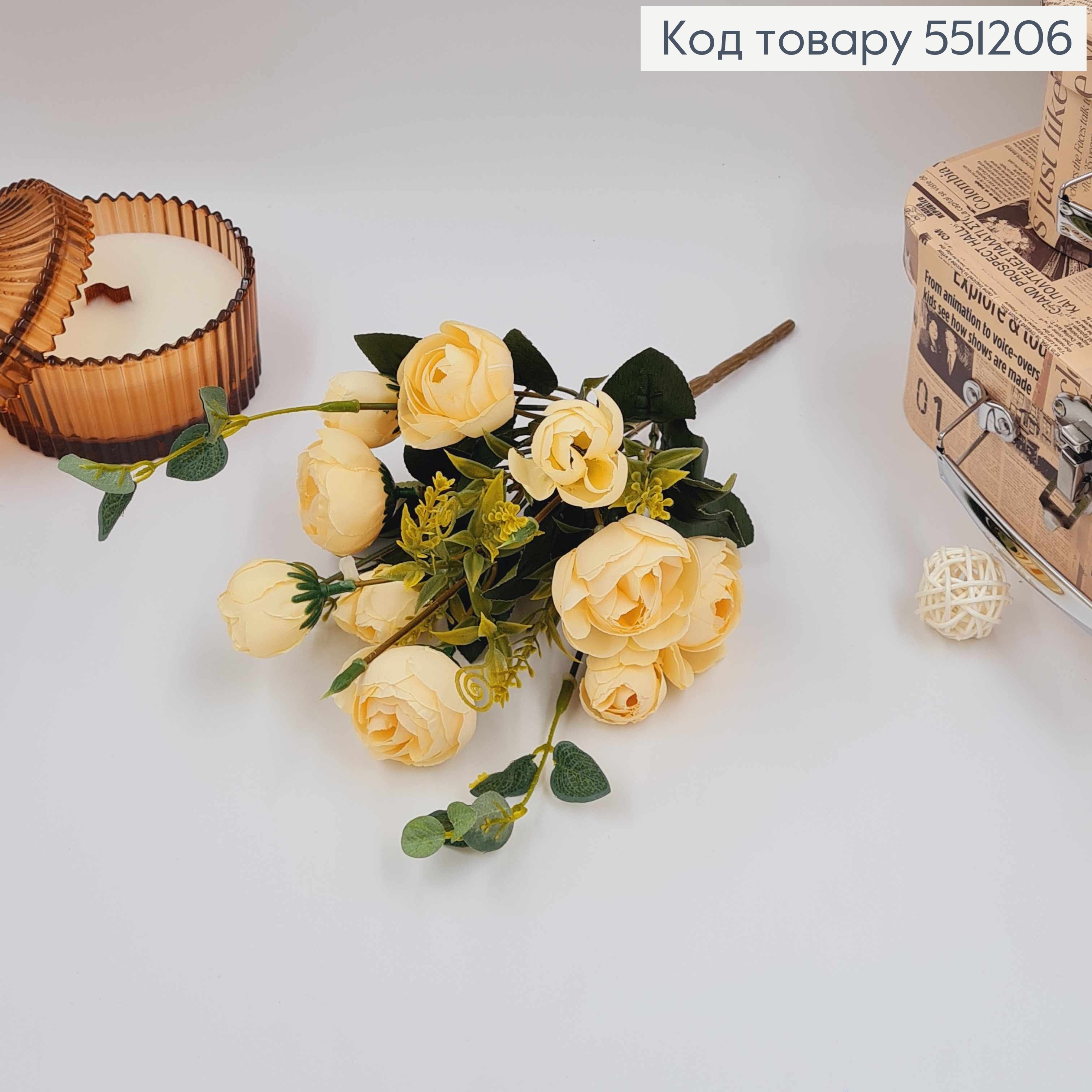 Композиция "Букет МОЛОЧНЫЕ ПИОНЫ (10головок)", высота 29см 551206 фото 2