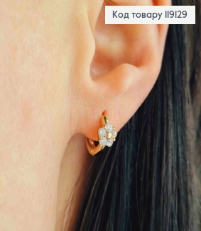 Серьги кольца с Цветком из Блестящих камешков, диаметр 1см, XUPING 18K 119129 фото