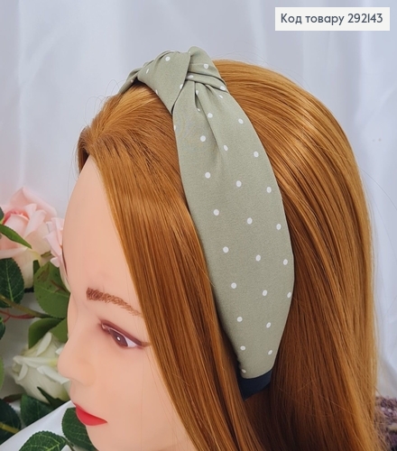 Обруч чалма КРАПОЧКА (темно-зеленый), ручная работа, Украина 292143 фото 1