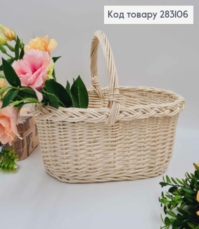 Кошик плетений, овальний, ВИБІЛЕНИЙ 35*22*14см + ручка 12см, ПОЛЬЩА 283106 фото