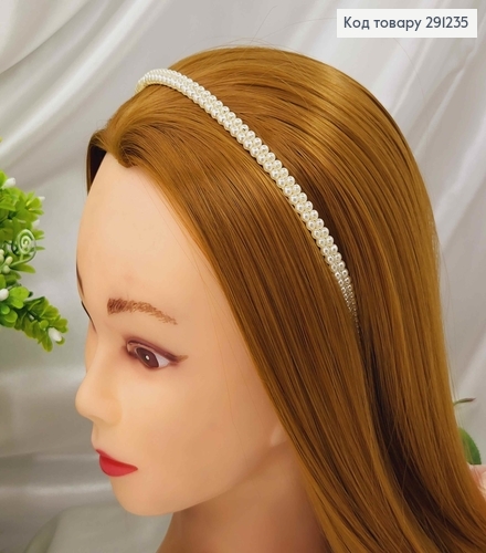 Обруч металл с плетеными бусинками в 2 ряда, ширина 0,8см 291235 фото 1