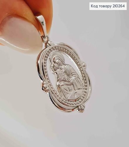 Подвеска - иконка родованная, Божья Матерь "Почаевская", "Спаси и сохрани" размер 2,3*1,6см, Xuping 210264 фото 3