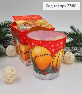 Аромасвічка стакан   CHRISTMAS ORANGE with CINAMON, 115г/ 30год., Польща 331110 фото