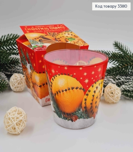 Аромасвечка стакан CHRISTMAS ORANGE with CINNAMON, 115г/ 30 час., Польша 331110 фото 1