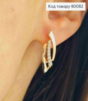 Серьги украшены Блестящими камешками, длина 2,6см, английская застежка, Xuping 18К 110082 фото