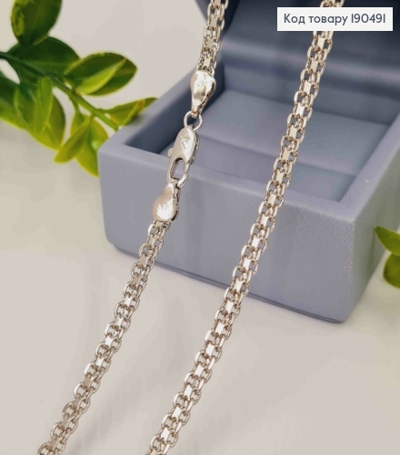 Цепочка родованная плетение БИСМАРК, ширина 4мм, длина 50см, Xuping 190491 фото 1