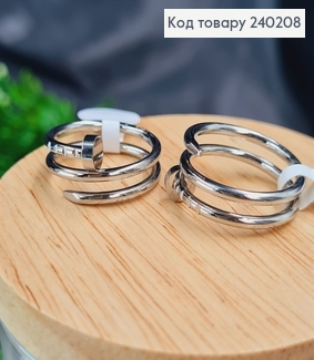 Кольцо родорованое Картье, Stainless Steel 240208 фото