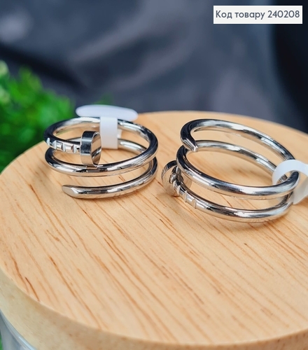 Кольцо родорованое Картье, Stainless Steel 240208 фото 1