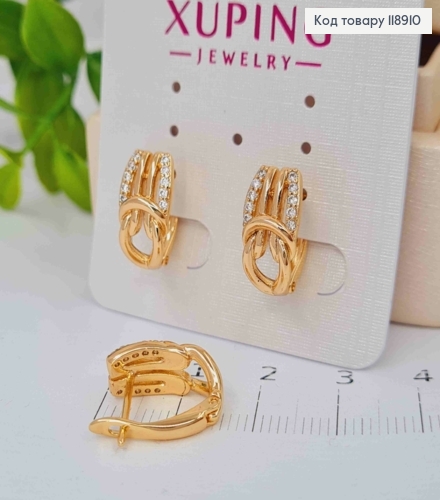 Серьги "Egypt" украшены Блестящими камешками, 1,5см, английская застежка, Xuping 18K 118910 фото 2