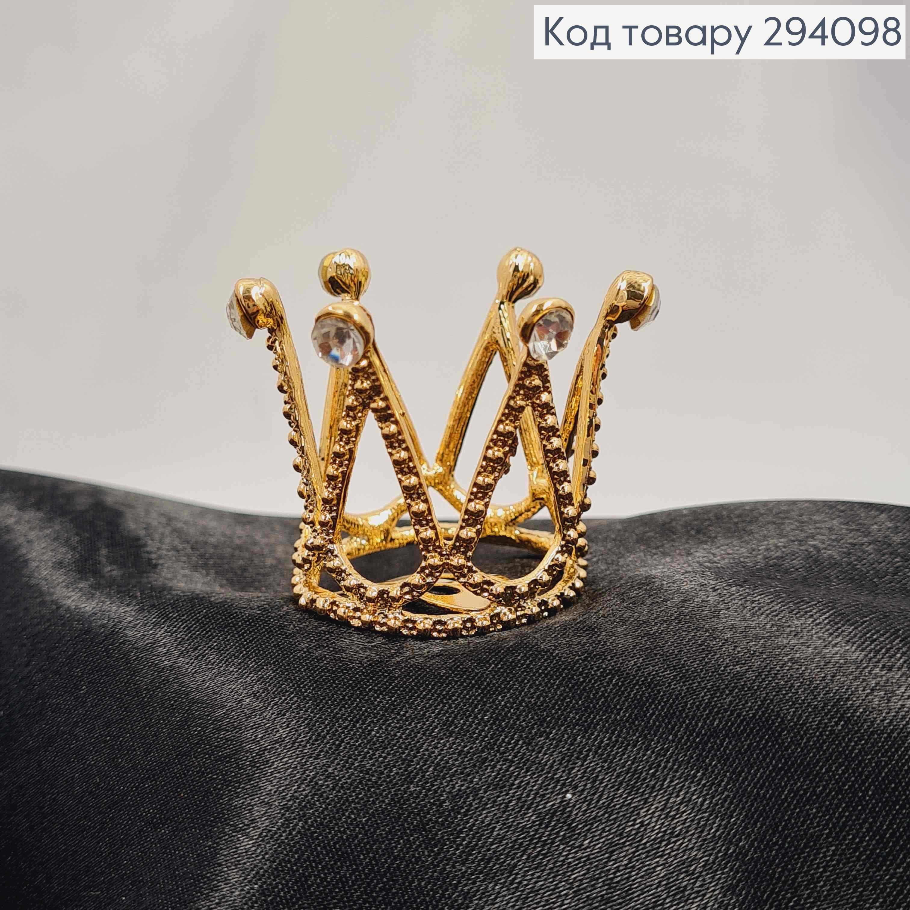 Корона с камнями 3*4см, ЗОЛОТОГО цвета на заколочке расческа 294098 фото 2