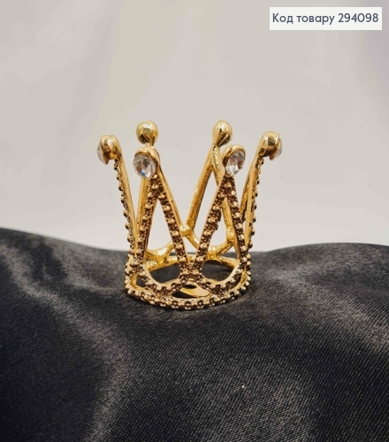 Корона с камнями 3*4см, ЗОЛОТОГО цвета на заколочке расческа 294098 фото 2