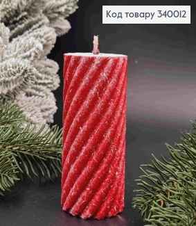 Свічка декоративна Кручена, Червоного кольору, 5*10см, 160гр/42год/горіння, YUNIOR CANDLE 340012 фото