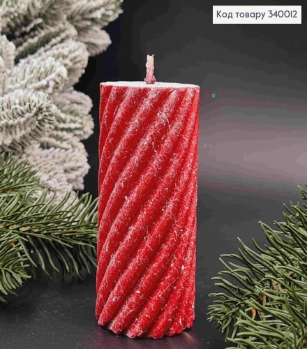 Свеча декоративная Витая, Красного цвета, 5*10см, 160гр/42ч/горение, YUNIOR CANDLE 340012 фото 1