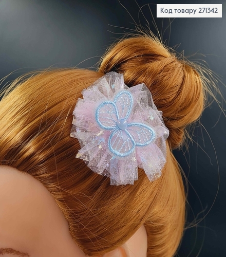 Набір дитячих заколок, клювик, з блискучим фатином та Метеликом з перлинкою, 10 шт/наб. 271342 фото 2